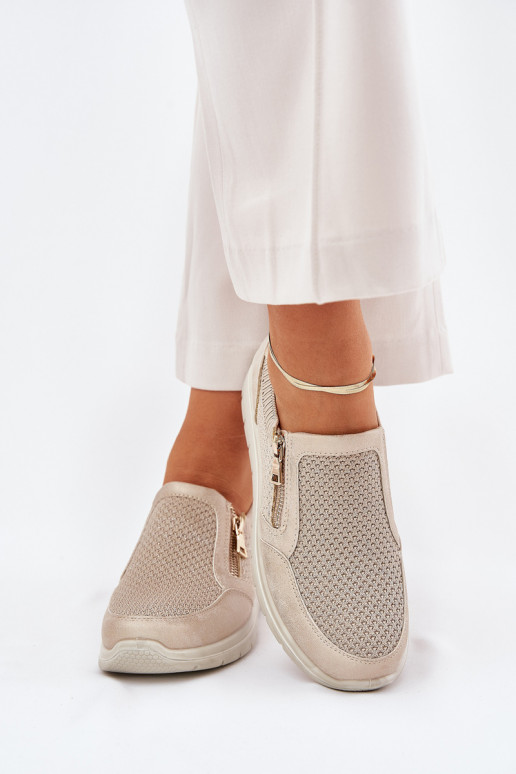 Women's Platform Slip-Ons With Zipper Gold Leanae