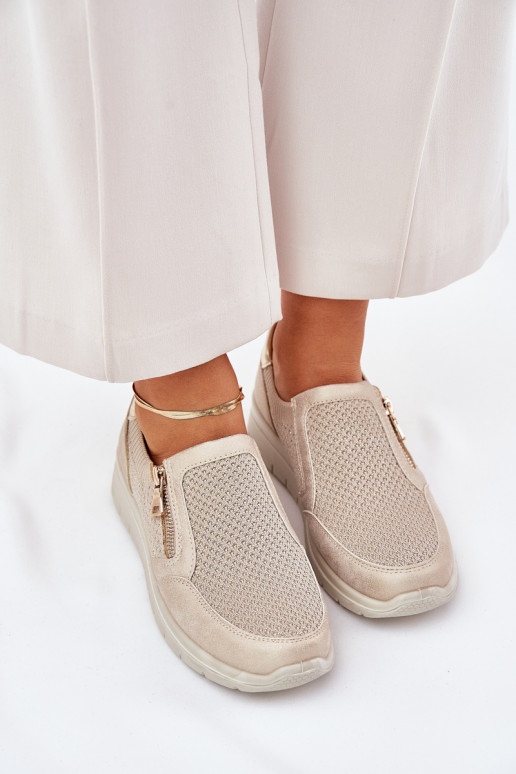 Women's Platform Slip-Ons With Zipper Gold Leanae