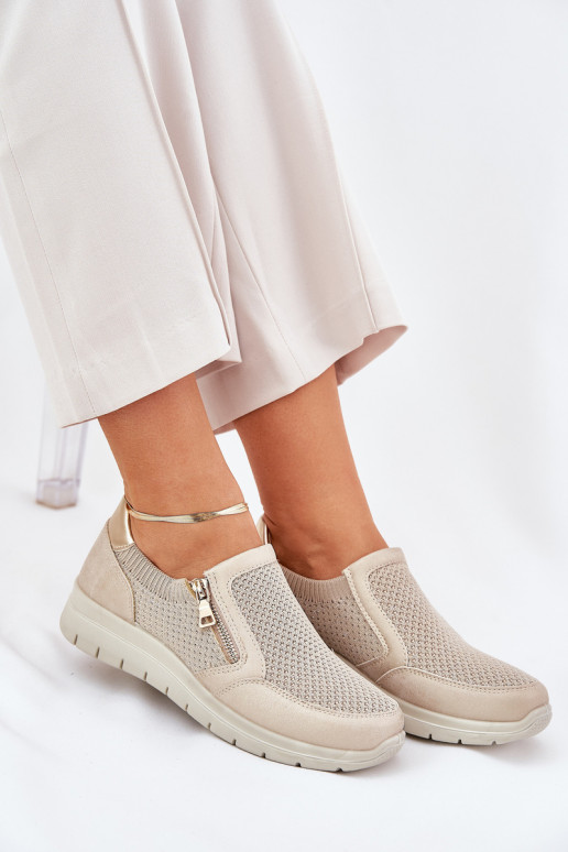 Women's Platform Slip-Ons With Zipper Gold Leanae