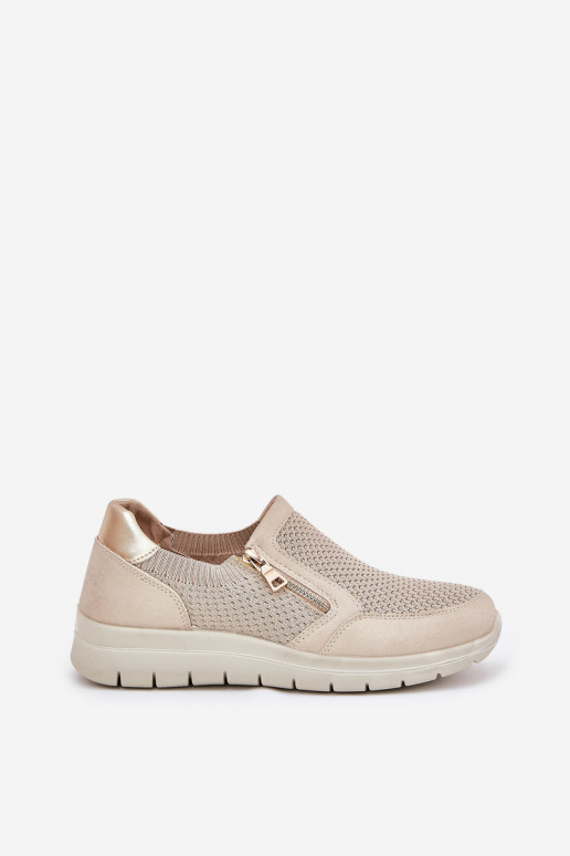 Women's Platform Slip-Ons With Zipper Gold Leanae