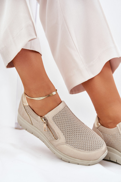 Women's Platform Slip-Ons With Zipper Gold Leanae