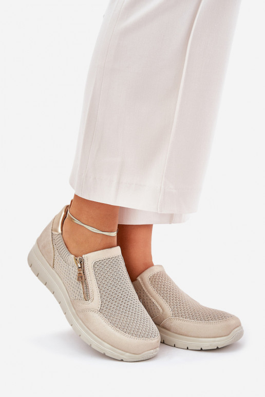 Women's Platform Slip-Ons With Zipper Gold Leanae
