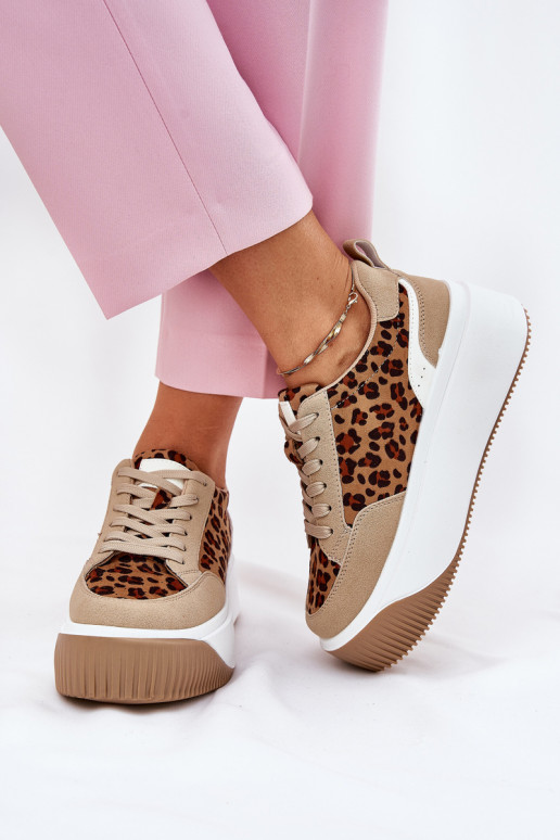 Women Sneakers On Massive Platform Leopard Beige Tamorniel