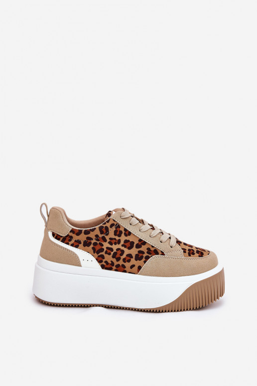 Women Sneakers On Massive Platform Leopard Beige Tamorniel