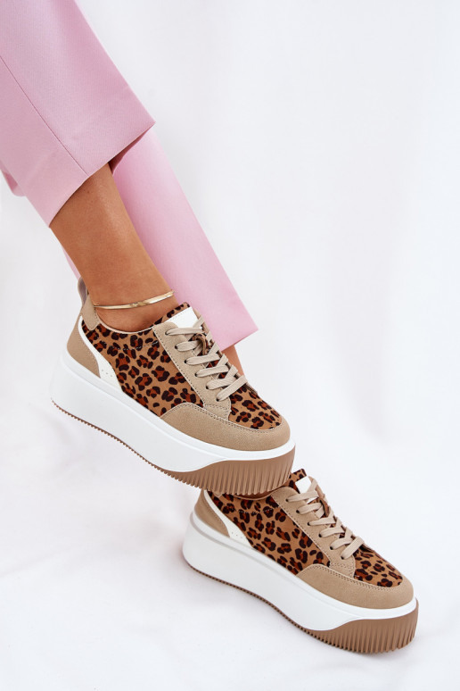 Women Sneakers On Massive Platform Leopard Beige Tamorniel