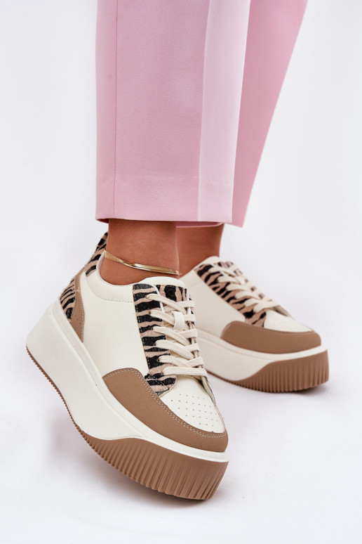 Women's Sneakers on Massive Platform Zebra Beige Tamorniel Women's Sneakers on Massive Platform Zebra Beige Tamorniel