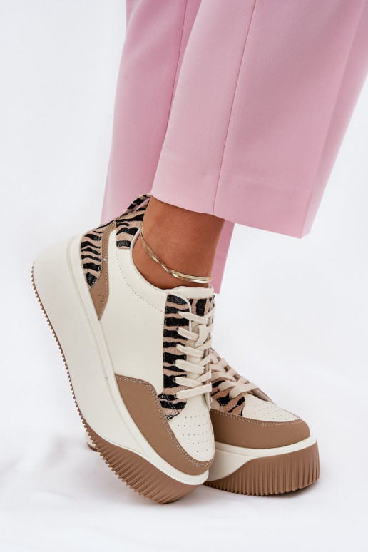 Women's Sneakers on Massive Platform Zebra Beige Tamorniel Women's Sneakers on Massive Platform Zebra Beige Tamorniel