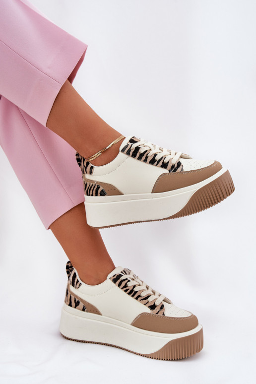 Women's Sneakers on Massive Platform Zebra Beige Tamorniel Women's Sneakers on Massive Platform Zebra Beige Tamorniel