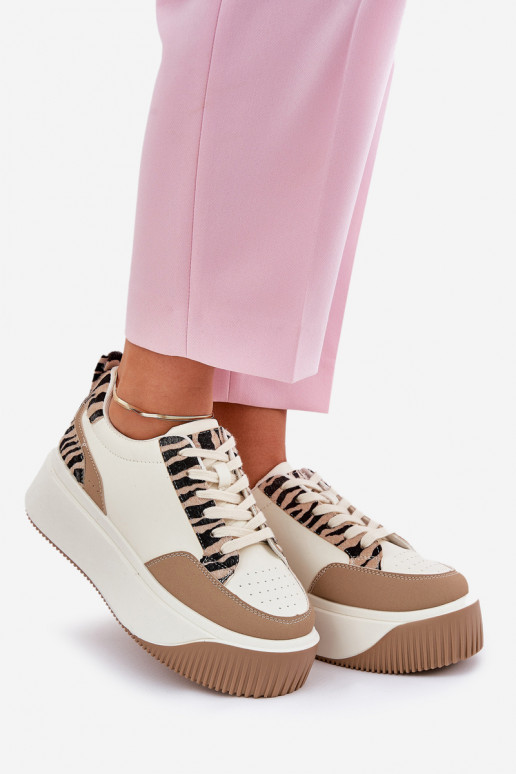 Women's Sneakers on Massive Platform Zebra Beige Tamorniel Women's Sneakers on Massive Platform Zebra Beige Tamorniel