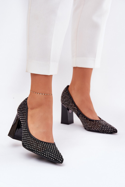 Embellished Mesh Pumps On A Heel Black Vinceza 62211 Embellished Mesh Pumps On A Heel Black Vinceza 62211