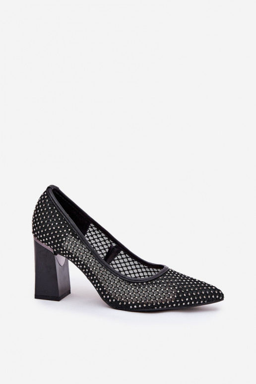 Embellished Mesh Pumps On A Heel Black Vinceza 62211 Embellished Mesh Pumps On A Heel Black Vinceza 62211