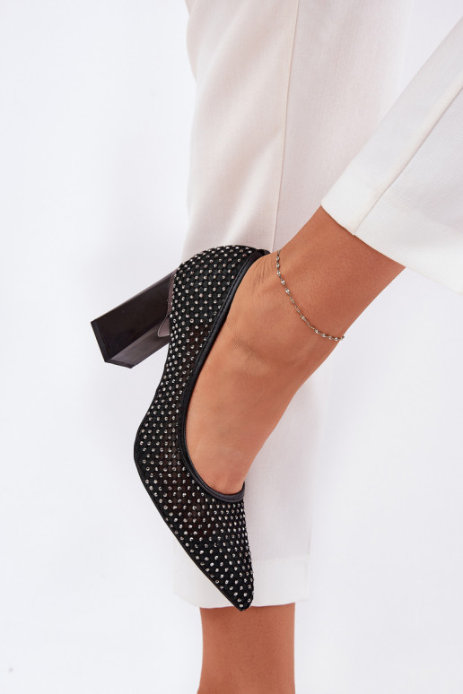 Embellished Mesh Pumps On A Heel Black Vinceza 62211 Embellished Mesh Pumps On A Heel Black Vinceza 62211