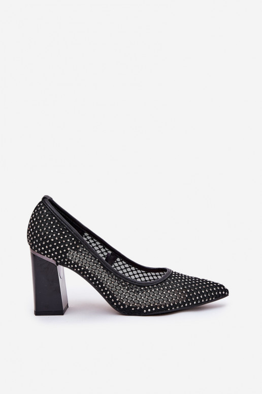 Embellished Mesh Pumps On A Heel Black Vinceza 62211 Embellished Mesh Pumps On A Heel Black Vinceza 62211