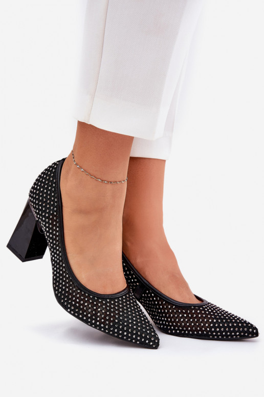 Embellished Mesh Pumps On A Heel Black Vinceza 62211 Embellished Mesh Pumps On A Heel Black Vinceza 62211