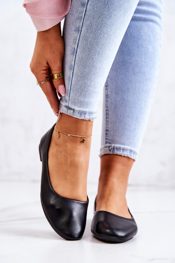 Black Classic Leather Ballerina Stacee 2