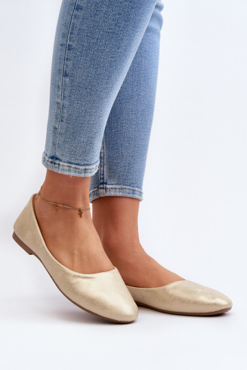 Classic Leather Gold Ballerina Flats Stacee 2