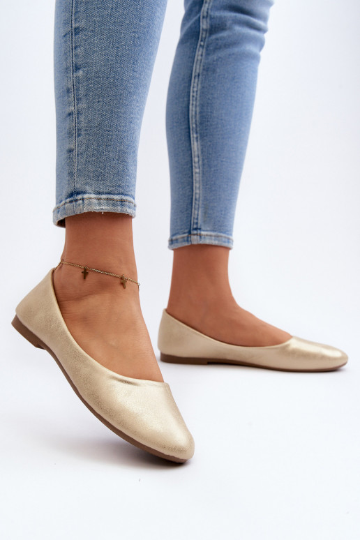 Classic Leather Gold Ballerina Flats Stacee Classic Leather Gold Ballerina Flats Stacee