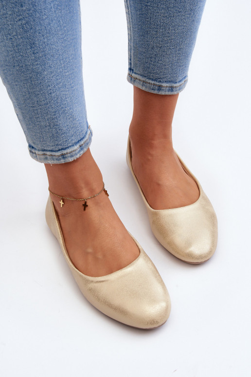 Classic Leather Gold Ballerina Flats Stacee Classic Leather Gold Ballerina Flats Stacee