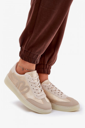 Low Women's Sports Shoes Made Of Eco Leather Gold-Beige Iladira