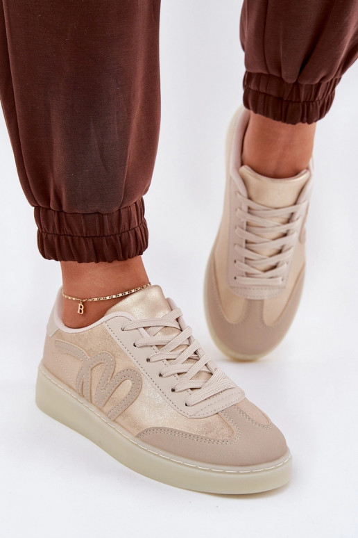 Low Women's Sports Shoes Made Of Eco Leather Gold-Beige Iladira Low Women's Sports Shoes Made Of Eco Leather Gold-Beige Iladira