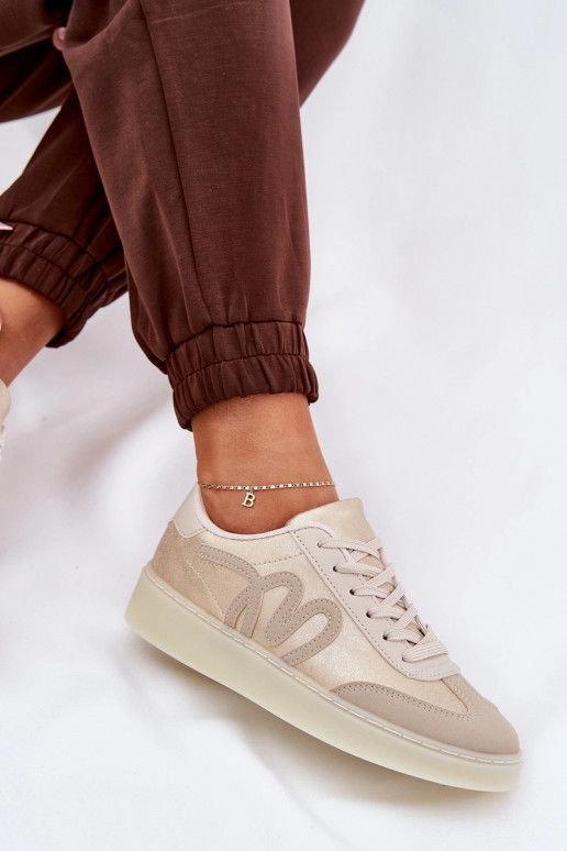 Low Women's Sports Shoes Made Of Eco Leather Gold-Beige Iladira Low Women's Sports Shoes Made Of Eco Leather Gold-Beige Iladira