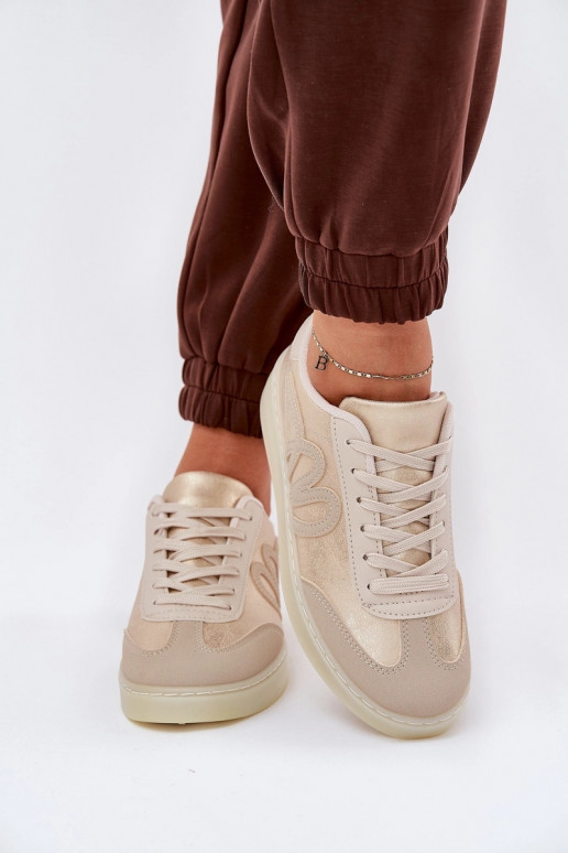 Low Women's Sports Shoes Made Of Eco Leather Gold-Beige Iladira Low Women's Sports Shoes Made Of Eco Leather Gold-Beige Iladira