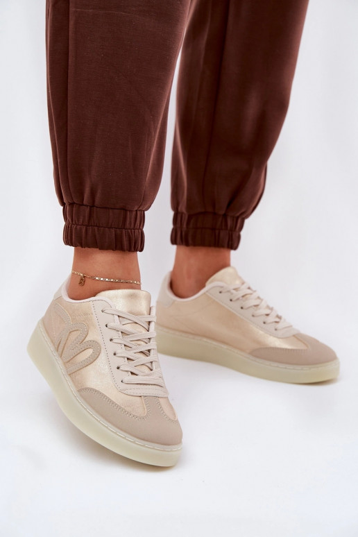 Low Women's Sports Shoes Made Of Eco Leather Gold-Beige Iladira Low Women's Sports Shoes Made Of Eco Leather Gold-Beige Iladira