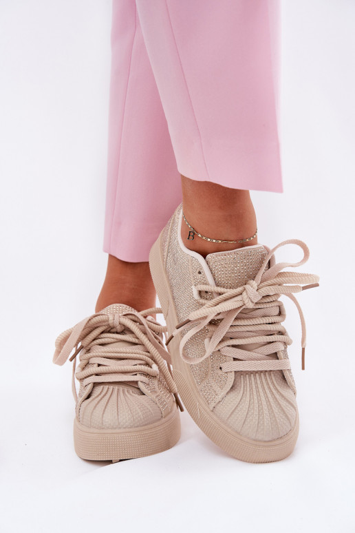 Women's sneakers with decoration on platform beige Eanneth Women's sneakers with decoration on platform beige Eanneth