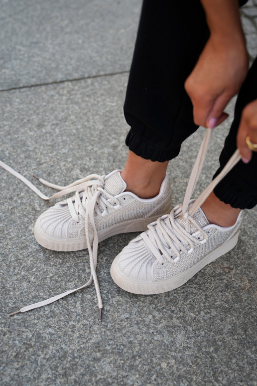 Women's sneakers with decoration on platform beige Eanneth Women's sneakers with decoration on platform beige Eanneth