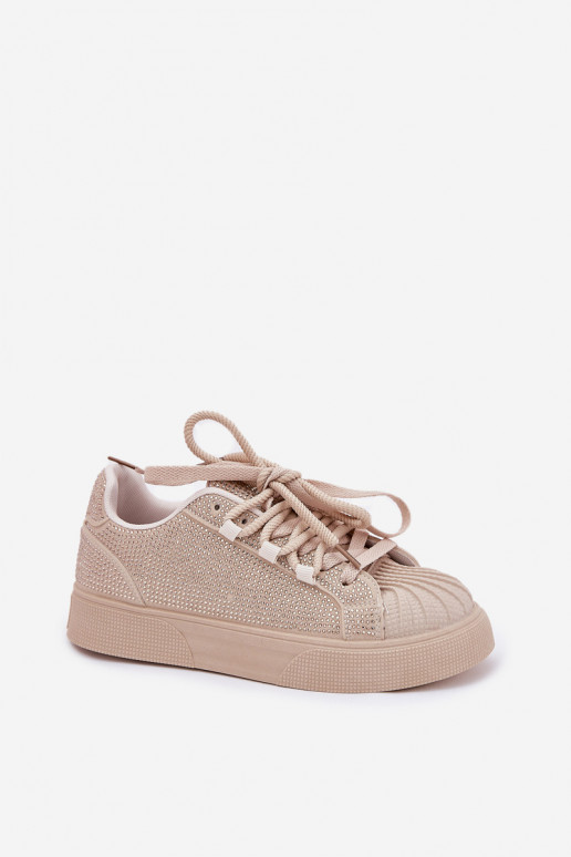 Women's sneakers with decoration on platform beige Eanneth Women's sneakers with decoration on platform beige Eanneth