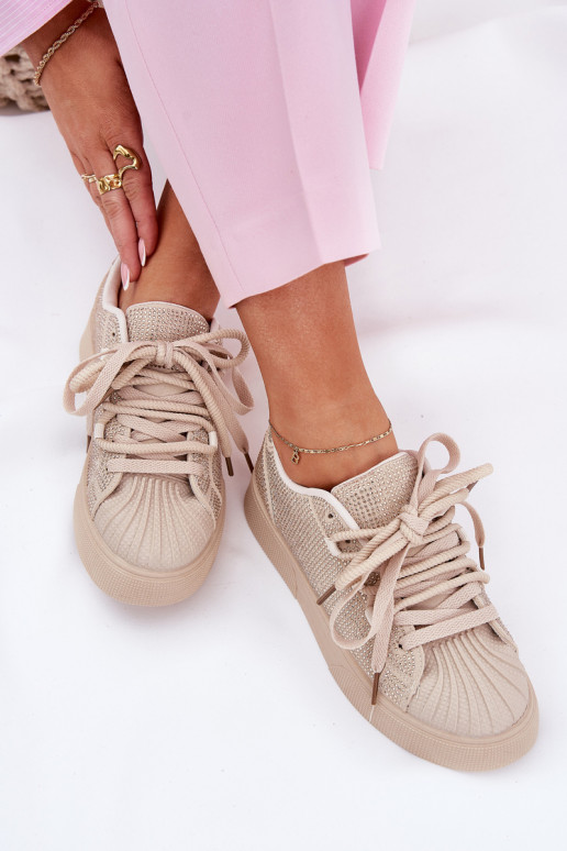 Women's sneakers with decoration on platform beige Eanneth Women's sneakers with decoration on platform beige Eanneth