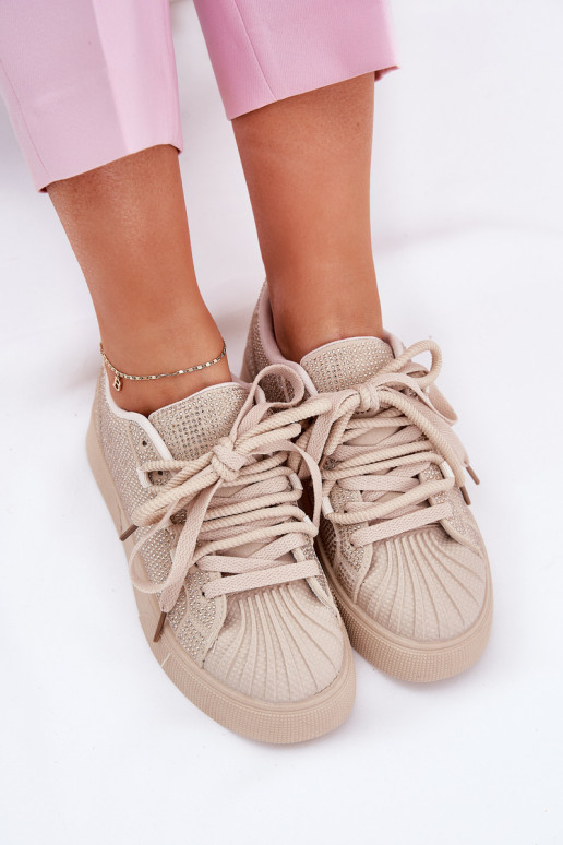 Women's sneakers with decoration on platform beige Eanneth Women's sneakers with decoration on platform beige Eanneth