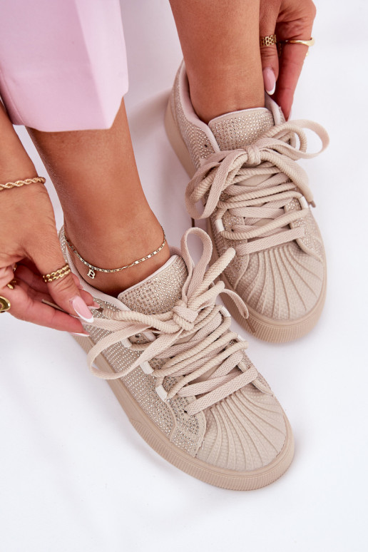 Women's sneakers with decoration on platform beige Eanneth Women's sneakers with decoration on platform beige Eanneth