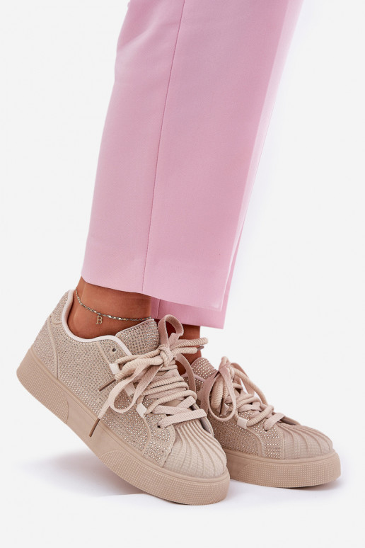 Women's sneakers with decoration on platform beige Eanneth Women's sneakers with decoration on platform beige Eanneth