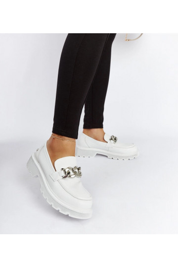 Białe skórzane mokasyny GOE...