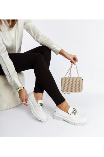 Białe skórzane mokasyny GOE... 2