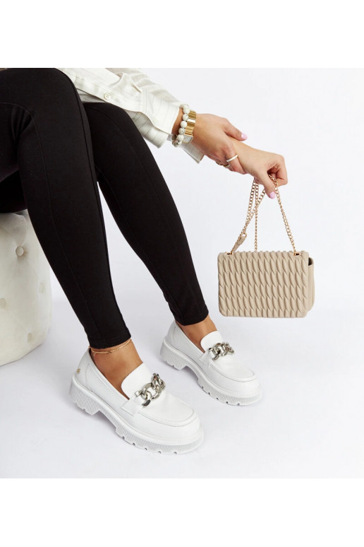 Białe skórzane mokasyny GOE LL2N4038