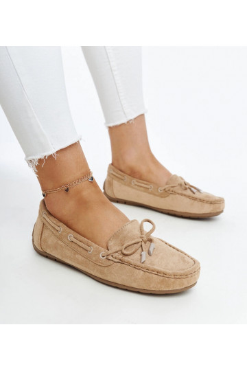 Brązowe mokasyny z kokardą...